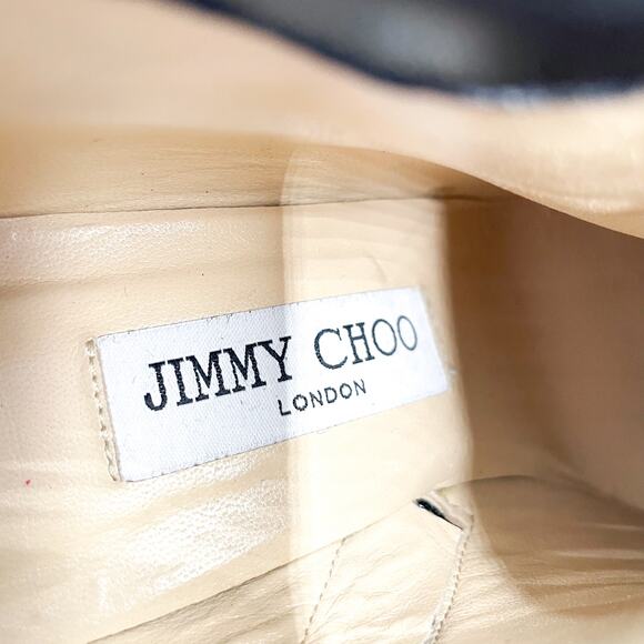 Jimmy Choo Merche Booties Black Soft Leather Low-Cut Square Toe Heels Sz 37 / 7 - Picture 9 of 11